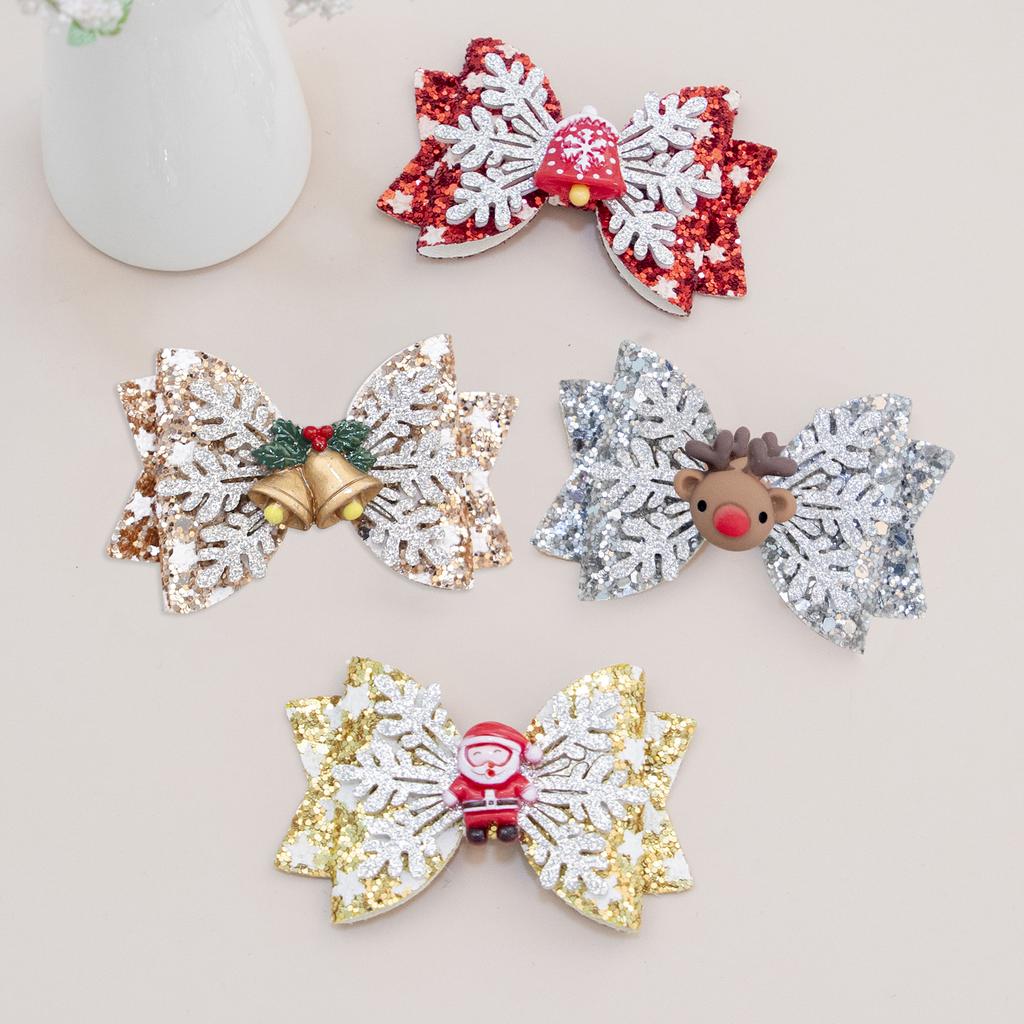 1/4pcs Christmas Hair Bows Hair Clip For Cute Girls Kids Hairpin Barrettes Headwear Children Christmas Party Hair Accessories