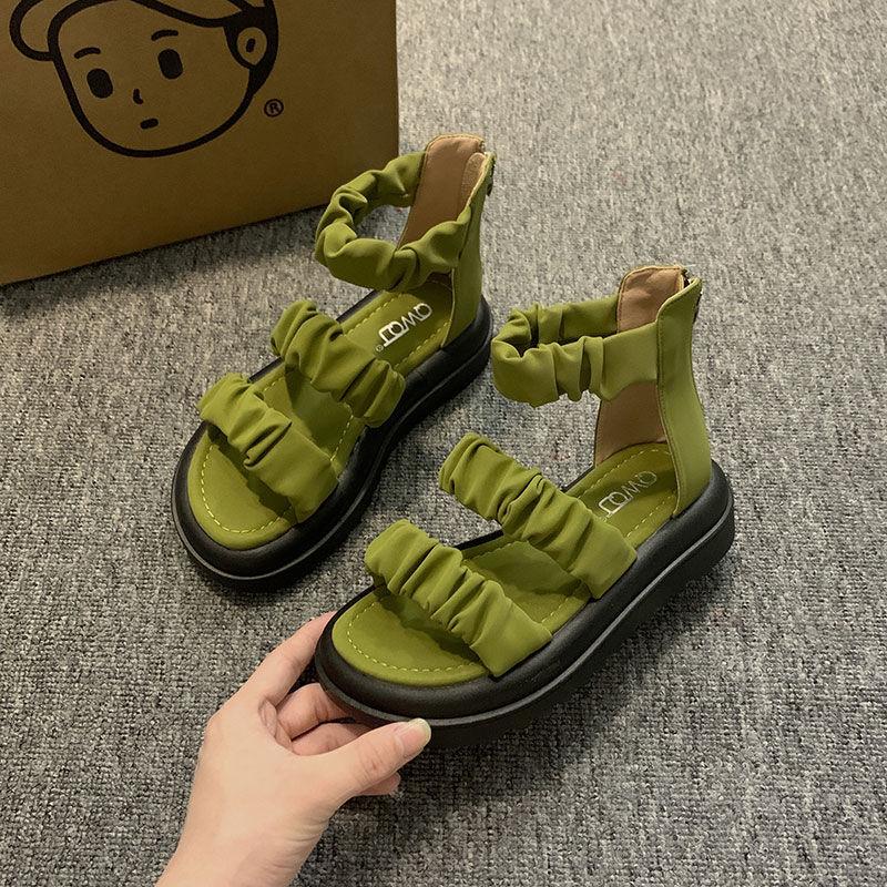 Summer Round Toe Tip Platform Sandals for Women Roman Style Daily Luxury Original Comfort Vip Sales Wholesale 2025 Woman Shoes