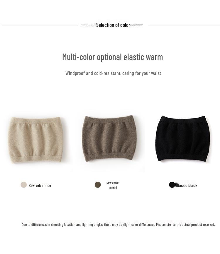 Women's 100% Pure Cashmere Belly and Waist Warmer - Solid Color Knitted Cold Protection.