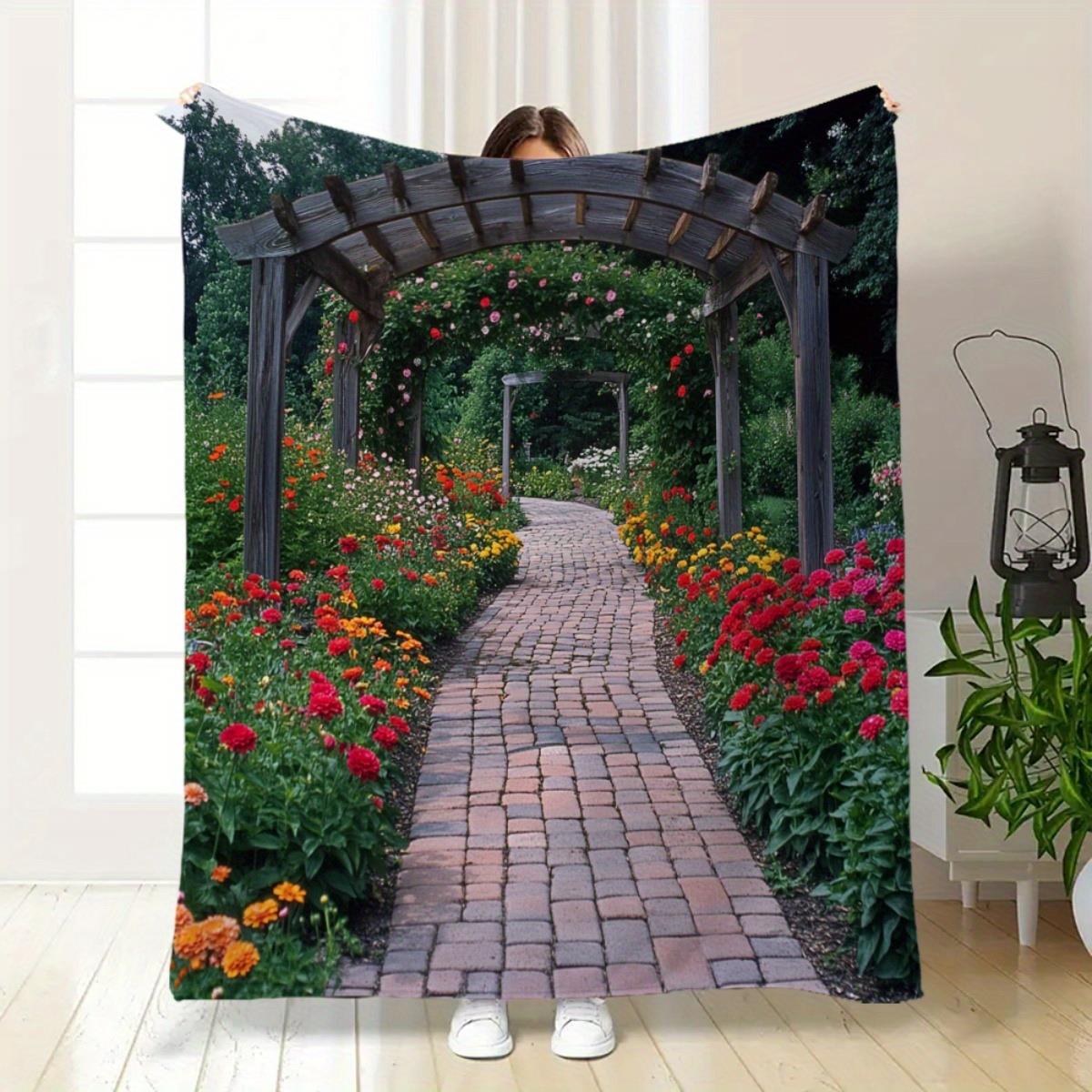 

Elegant garden flower patterns Blanket for Sofa Bed Travel Camping Living Room Office Conditioning Blanket for All Seasons Gifts 75x100cm