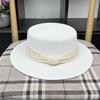 Light luxury Internet celebrity French small straw woven flat top flat brim straw hat women's summer travel simple sun protection holiday visor