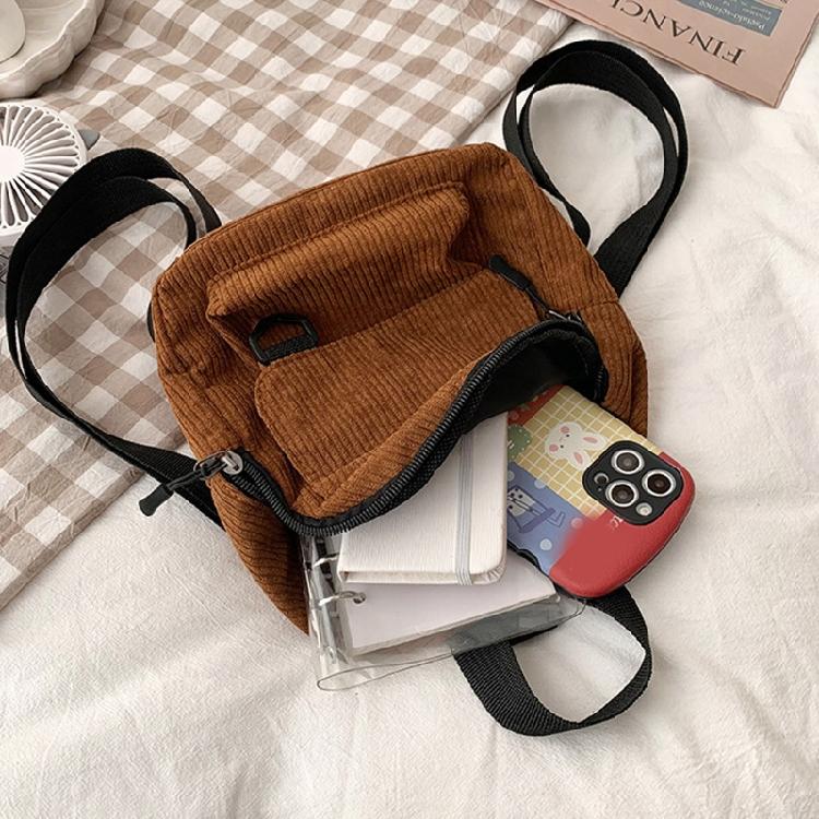 Mochila Veludo Rucksack Cor Sólida Bolsa Escolar para Trabalho Escola Biblioteca