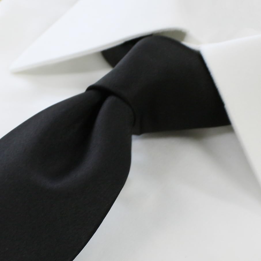 [Nepal Tiger] Formal Tie, Plain Black, for Ceremonial Occasions, Weddings, Receptions, Funerals, Wakes, and Memorial Services.