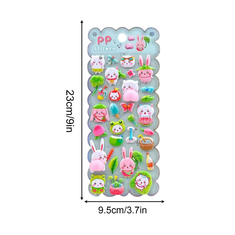 Bubble Stickers 3D Cartoon Bunny Decals Funny Animal Bubble Stickers For Party Classroom Birthday Christmas Gifts for Kids