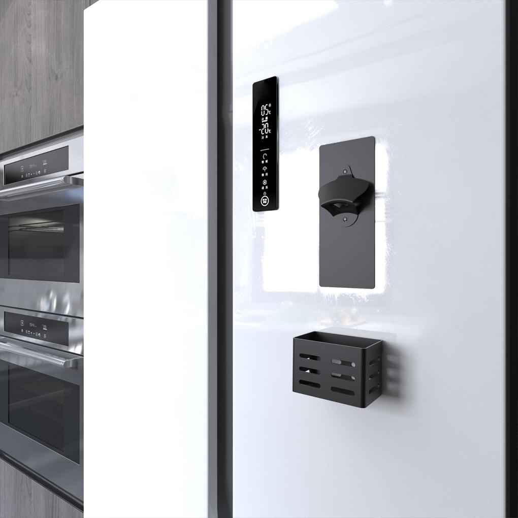 Stainless Steel Wall-Mounted Wine Bottle Opener Counter Beverage Cap Remover with Basket Night Clubs Supplies Decoration