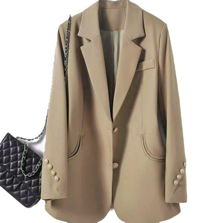 Spring and Summer Coffee Color Suit Jacket Female Temperament Loose Casual Shoulder Small Suit Commuter