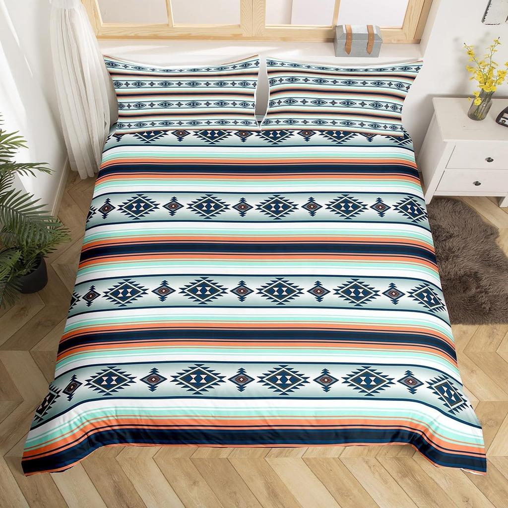 Southwest Tribal Aztec Duvet Cover Set Bohemian Twin Queen Bedding Sets Ethnic Mexican Geometric Diamond Stripe Comforter Cover