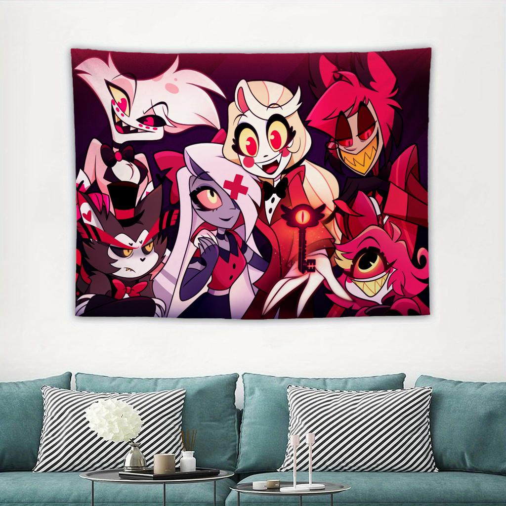 Anime Hazbin Hotel Cartoon Printed Tapestry Room Decoration Banner Hanging Room Decoration Party Decoration