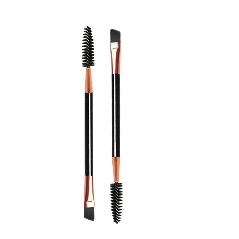 Double-ended Angled Eyebrow & Eyeliner Brush with Spoolie and Eyeshadow Applicator