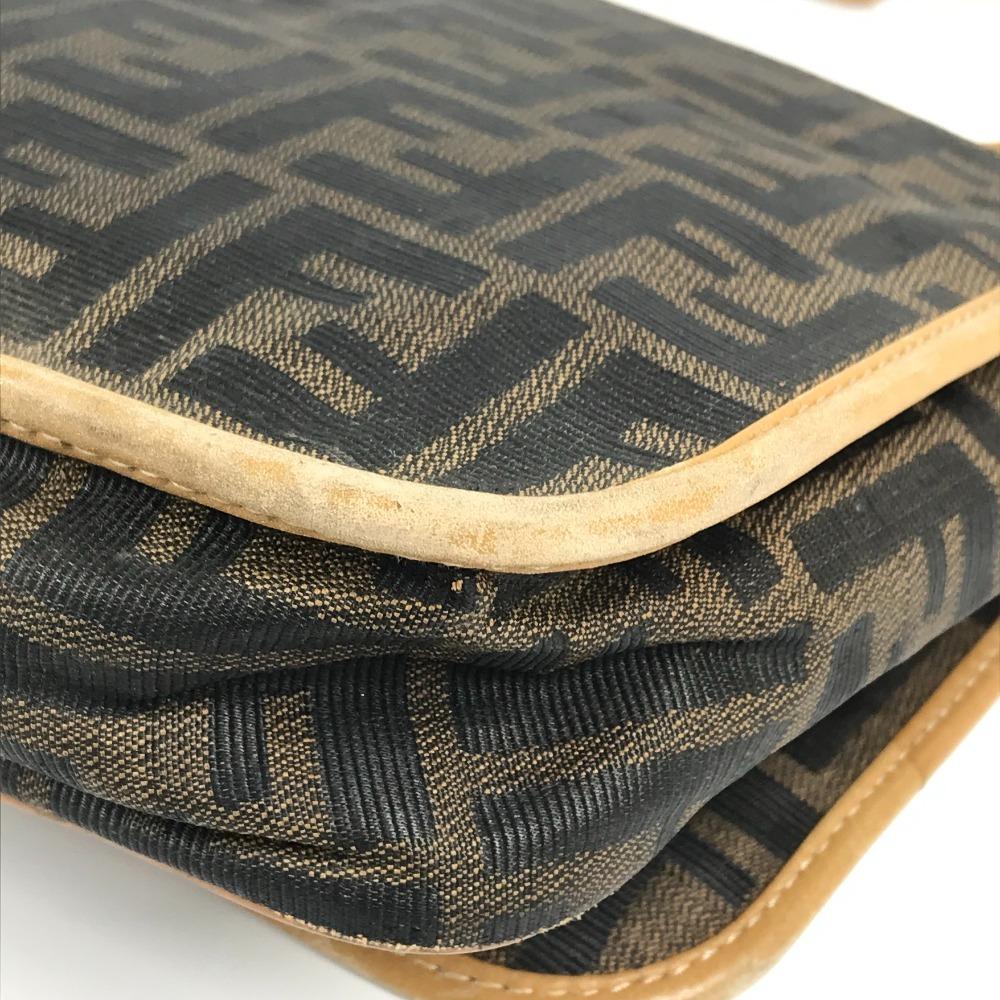 Fendi Vintage Zucca Logo Bag Flap Crossbody Shoulder Bag PVC/Leather Brown