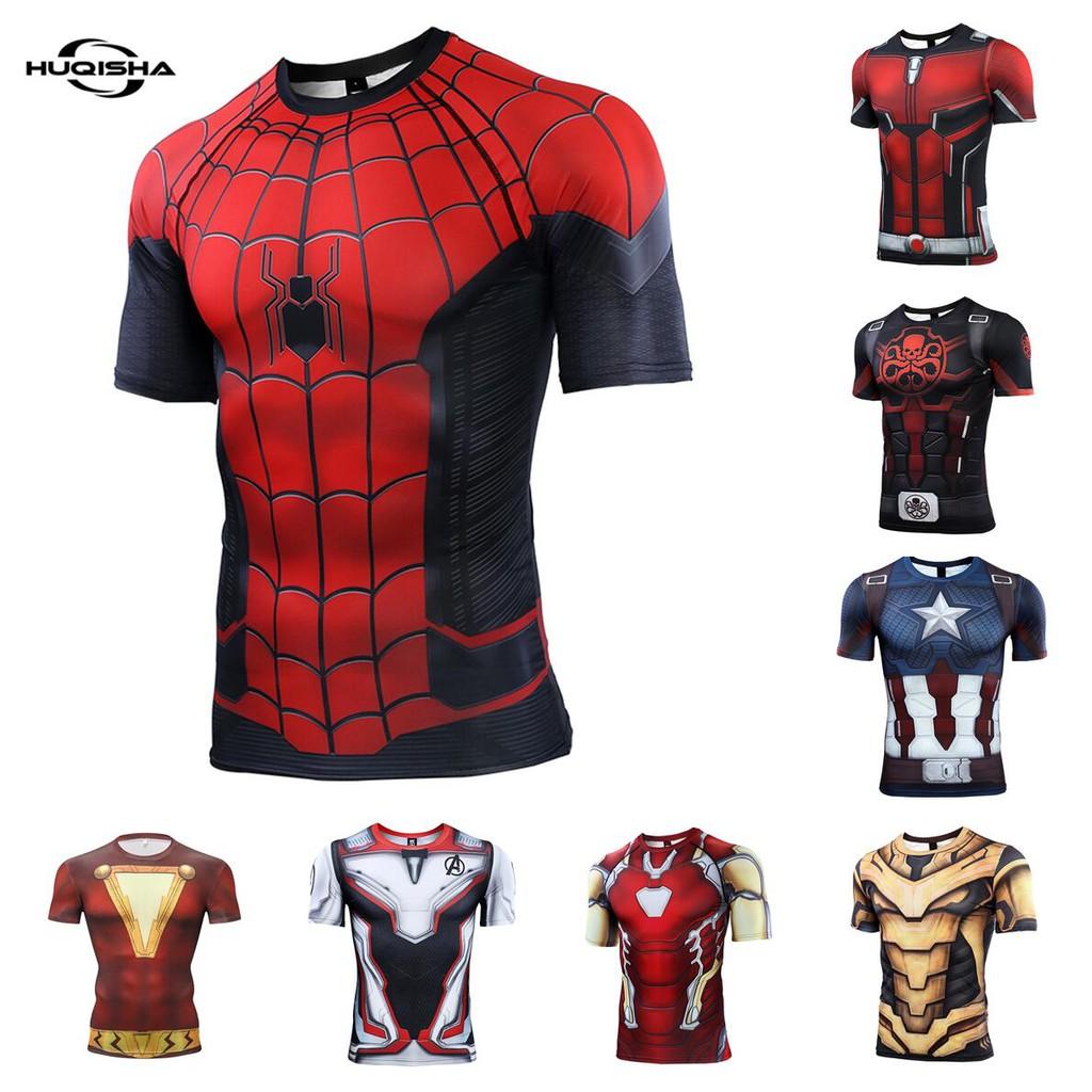 New Anime Spiderman Men T-shirt Compression Short Sleeve Sportswear Tops Tees Cosplay Gym Fitness Clothing