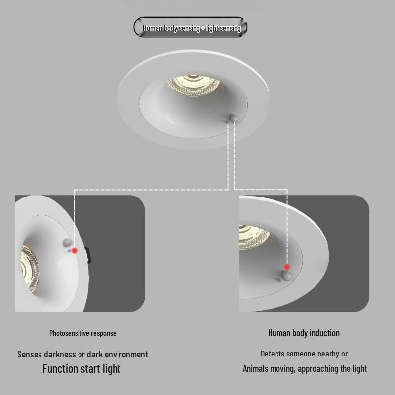 Full-Spectrum Anti-Glare Human Sensor Downlight for Home and Hotel Corridors