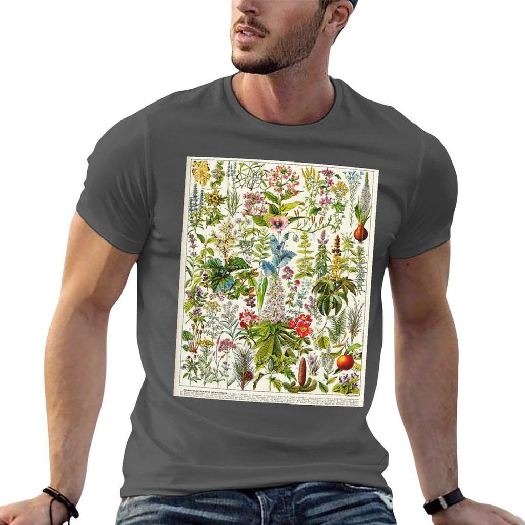 Adolphe Millot Plantes Medicinales Vintage French Botanical Illustration TShirt No Iron Casual Short Sleeve Top