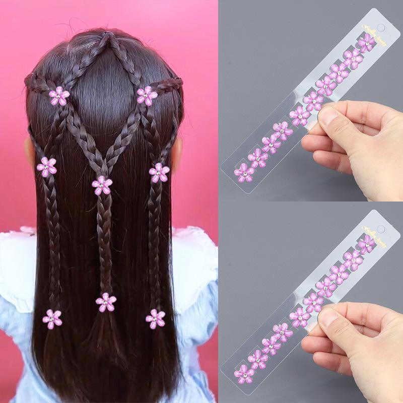 Children's Braided Small Flower Crystal Hairpin Hair Clip Hairpin Style Mini Hairpin for Bridesmaid Accessories