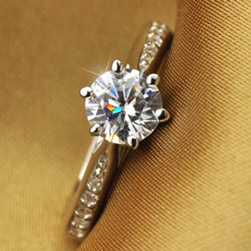 Xiang'er 70-Point Diamond-Style Silver Ring, Six-Prong Setting, Women's Japanese/Korean Wedding Gift Style.