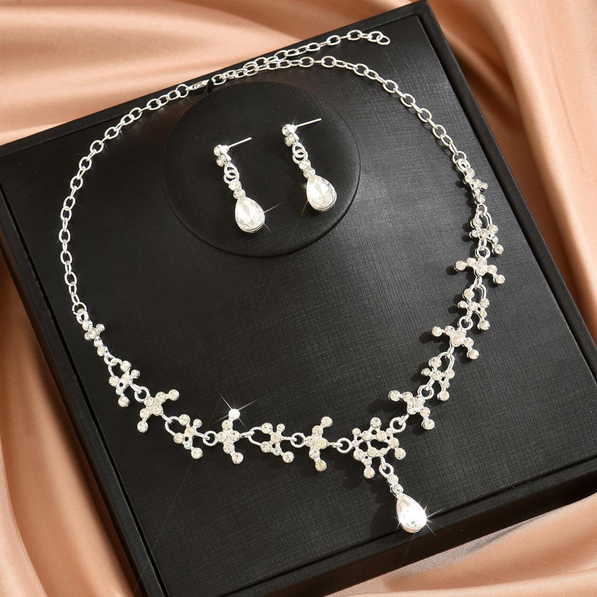 Свадебный комплект из двух предметов: ожерелье и серьги. Корейский стиль. Супер-фея. Свадебные аксессуары для женщин.