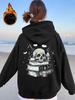 Women'S Halloween Hoodie with Skull, Bats & Books Design Cozy Drawstring Hooded Sweatshirt, Soft, Washable Fall & Winter, Winter C