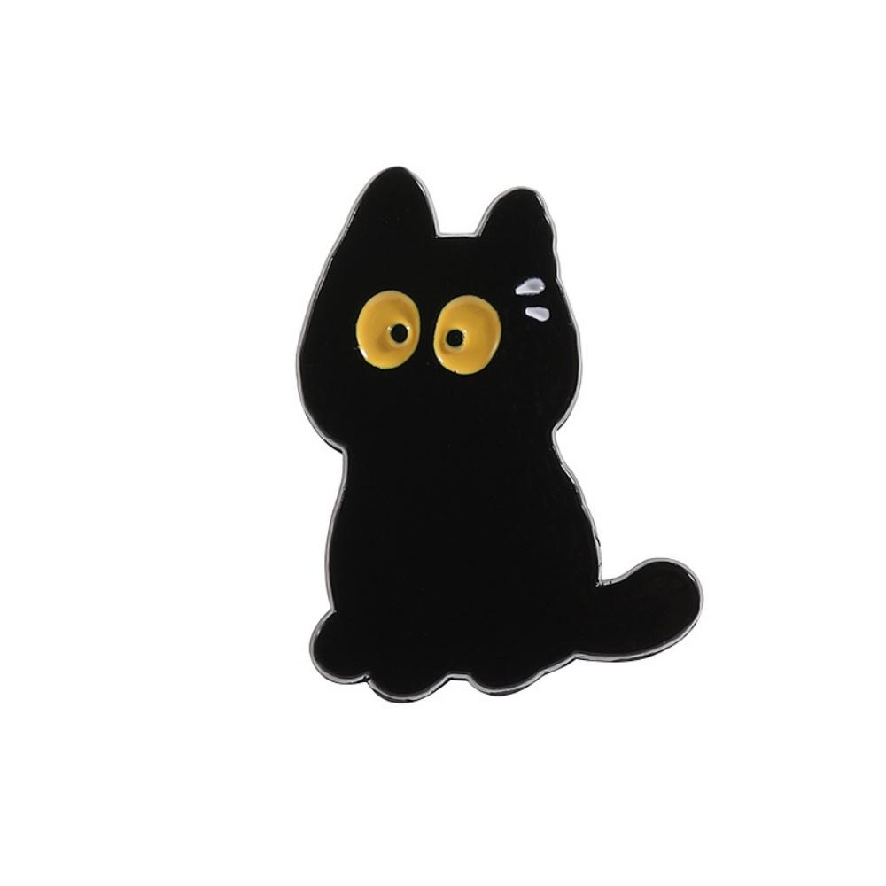 New Cute Black Brooch Funny Kitten Metal Brooches Lapel Pins Badge On Backpack Costume Accessories Jewelry For Friend Gift