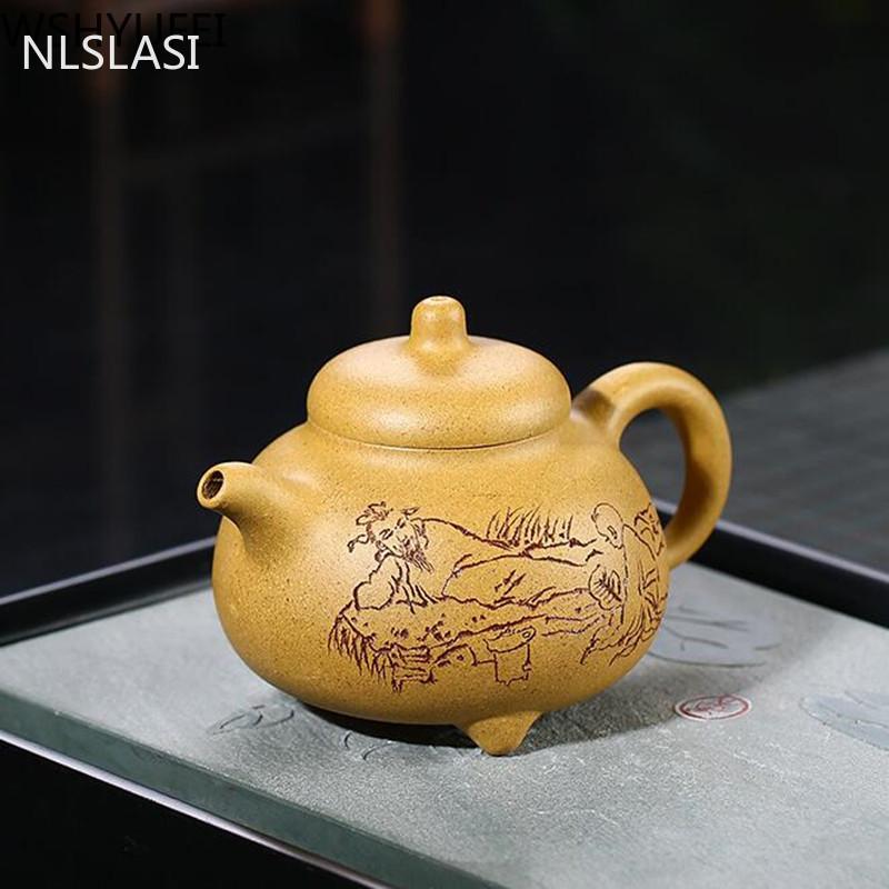 Chinese Yixing Boutique Tea Pot Filter Purple Clay Teapot Raw Ore Handmade Beauty Kettle Tea Ceremony Customized Authentic 210ml
