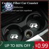 2026 Hot For VOLKSWAGEN VW 2PCS Car Water Cup Bottle Holder Anti-slip Pad Carbon Fiber Mat For Volkswagen R Caddy Golf Passat Ti