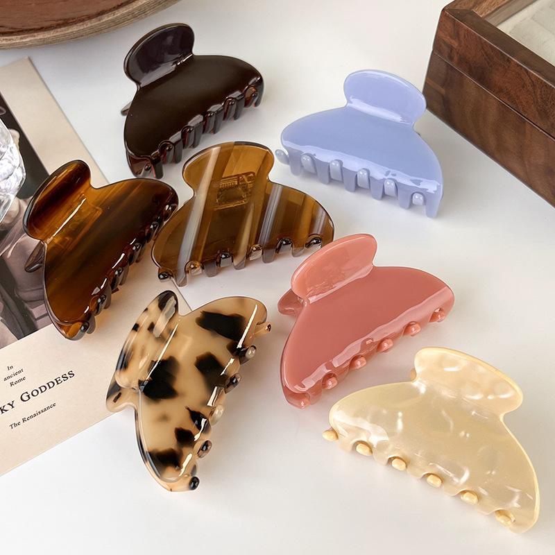 Fashion Acetate Leopard Print Hair Claws Geometric Crab Shape Clamp Styling Hair Clips for Women Girls Solid Hairpins Headdress