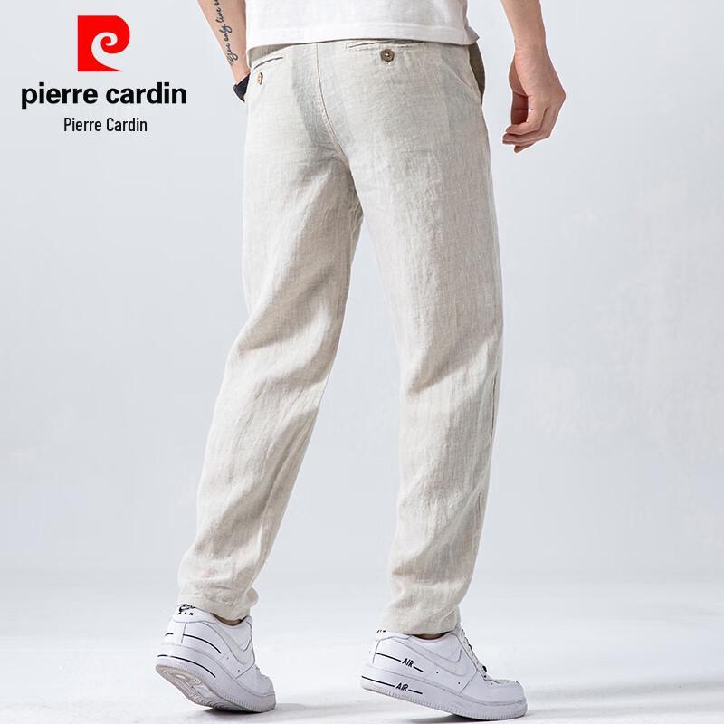 Pierre Cardin Men's 100% Linen Chinese Style Straight-Leg Casual Pants