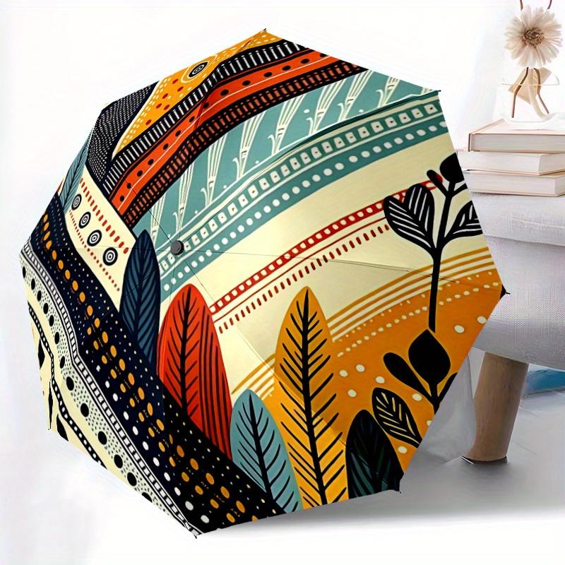 1pc Boho Patterns Automatic Open/Close Umbrella with One Touch Button,, Windproof Design   Lightweight Portable Umbrella for Women & Men6097