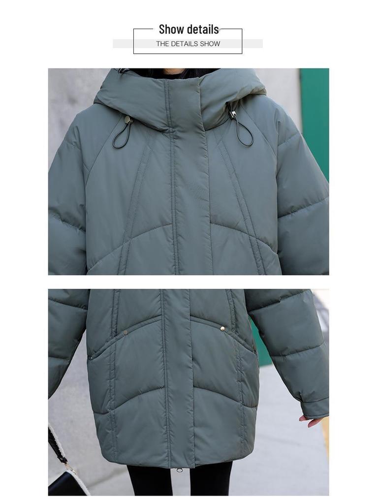 Women's Mid-Length Down Cotton Coat 2023: Hot Style, New Plus Size, Thick, Fashionable, Loose, Warm Cotton-Padded Jacket
