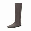 2025 autumn and winter new cow flip high knight boots British style fashion simple low heel one pedal long boots women
