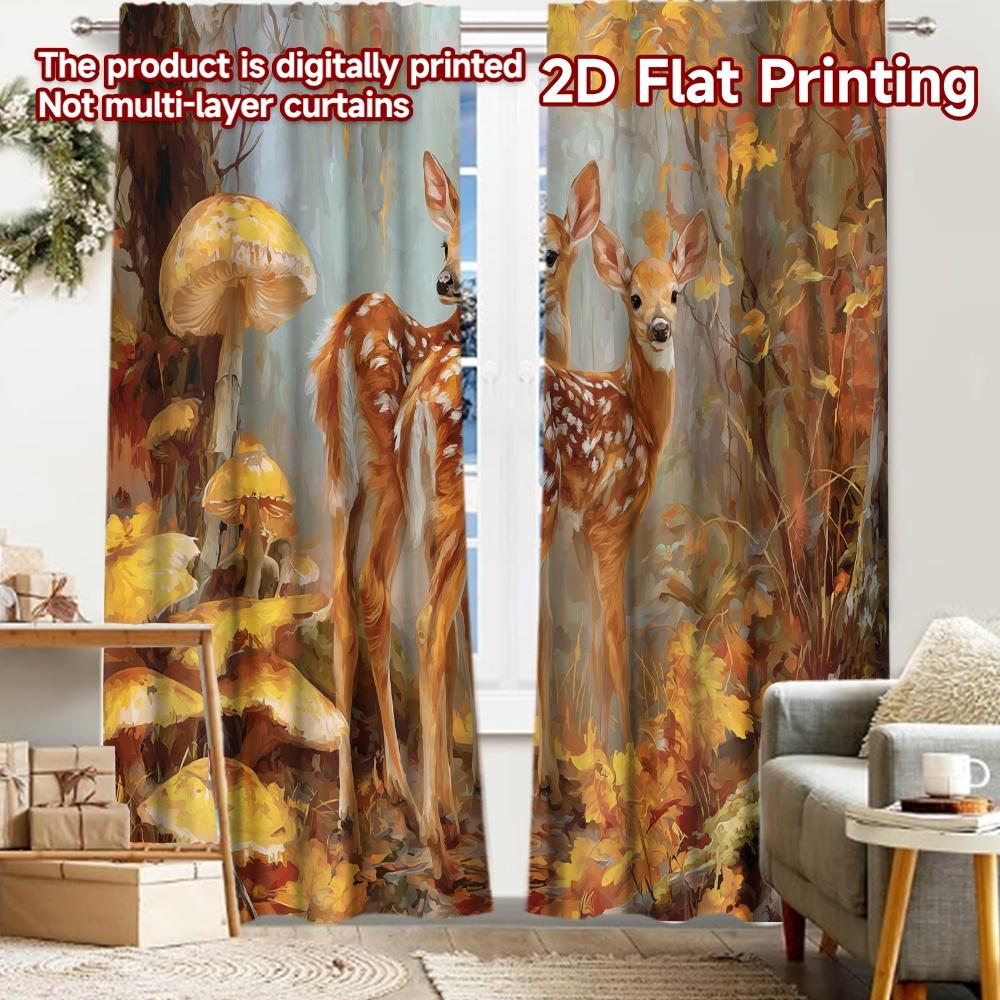 

2pcs, 2D FLAT PRINTING Curtains (Without Rod) Forest Fawns Halloween Festival Fashion Curtains Polyester Curtains Decorations 52.50 × 116.00 cm 2 pcs