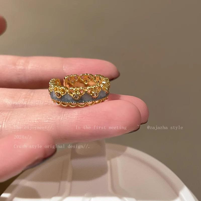 Honeycomb Lace Vintage Open Ring for Women - High-end, Luxurious Finger Ring with Elegant Style, Suitable for The Index Finger.