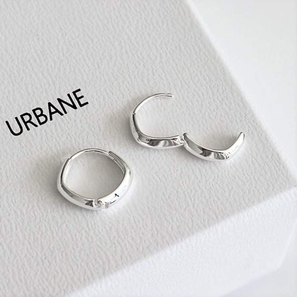 925 Silver Modern Pentagonal One-Touch Ring Earrings