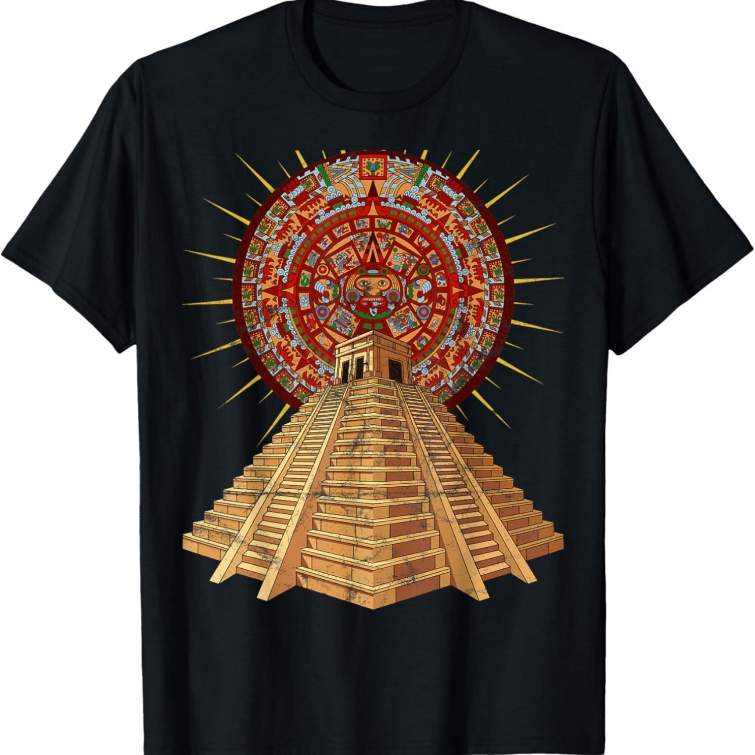 

Ancient Sacred Mayan Aztec Calendar Pyramid Geometry T-Shirt XXXXXL чёрный
