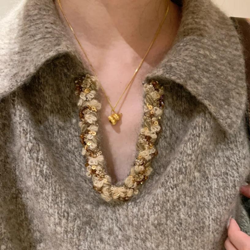 Exquisite and Sophisticated Antique Brushed Pumpkin Gourd Necklace for Women