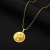 Kinital Exquisite Laser Carving Ancient Egypt Yin Yang Night Moon Lover Pendant Fashion Jewelry Stainless Steel Necklace