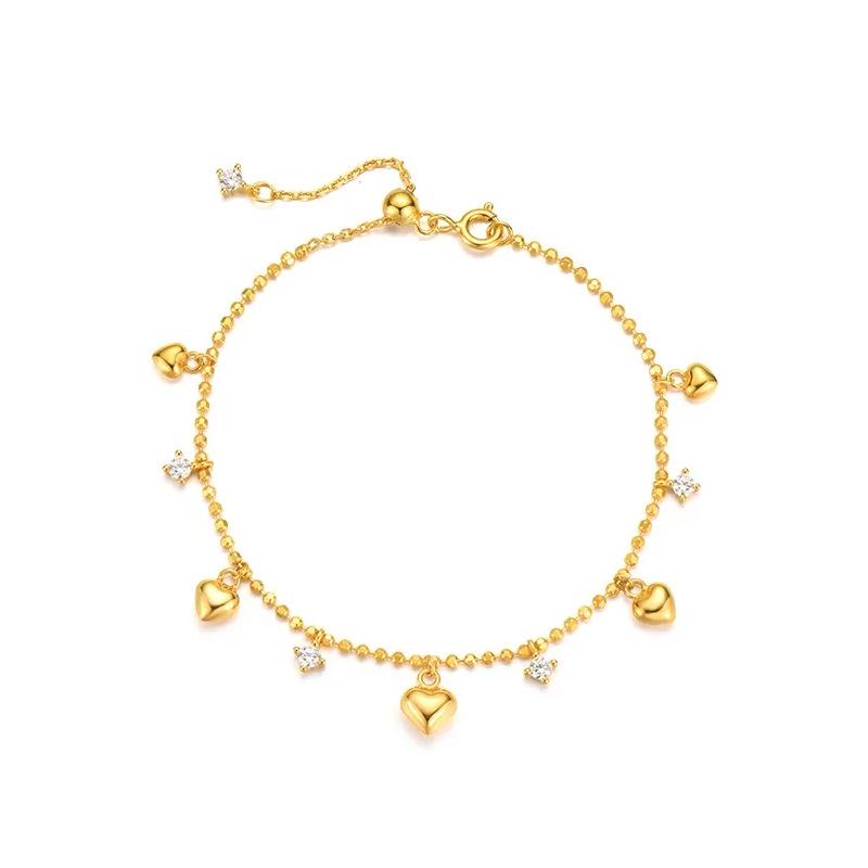 Elegant French Retro Heart Tassel Diamond Pendant Bracelet - High-End Fashion for Women.