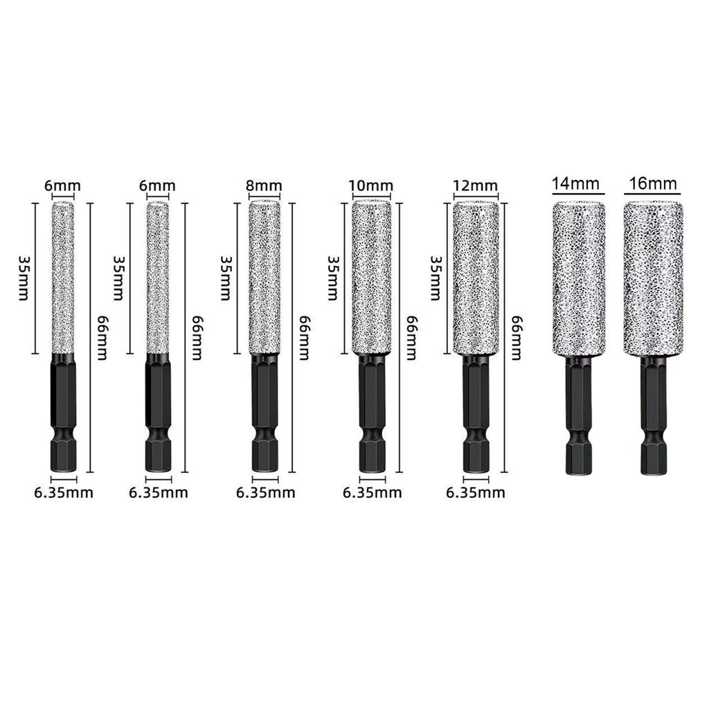 4/7Pcs 2-in-1 Hexagonal Shank Hole Opener Anti-wear Brazed Dry Drill Bit Set Dual-Purpose Dry/Wet Use for Electricians Plumbers