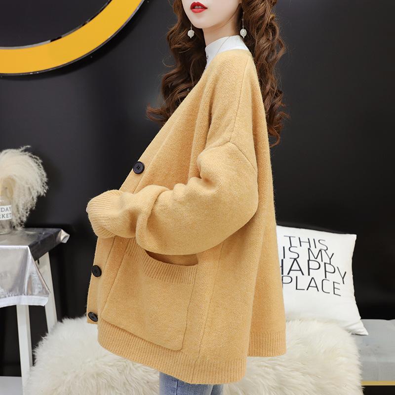 Damkofta Tröja Mellanlång Topp Lös Tröjjacka Vårkofta Koreansk Stickad