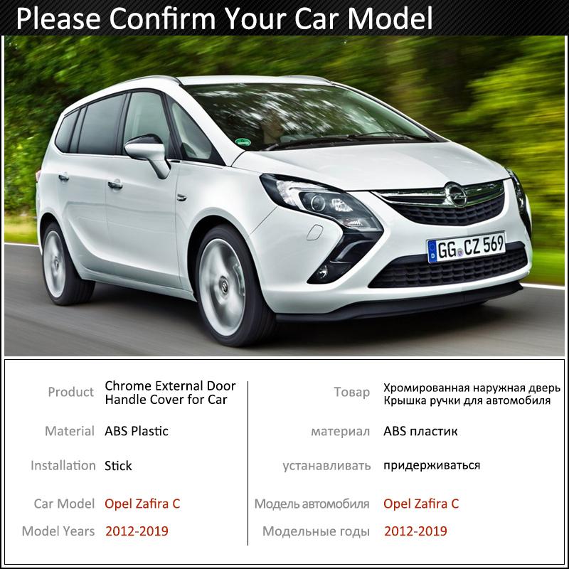 Black Carbon Fiber Door Handle Cover for Opel Vauxhall Zafira C Tourer Present 2012~ Accessories Stickers Trim Set Chrome