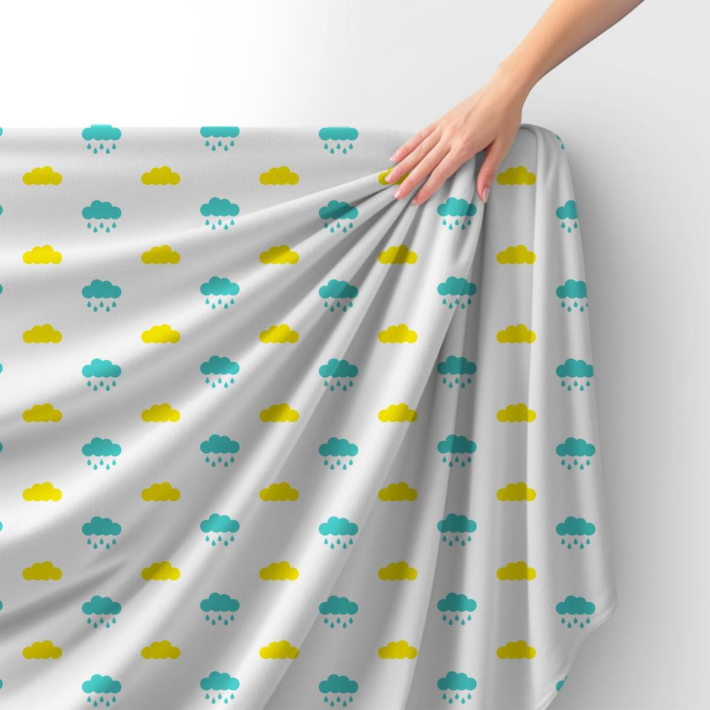 Royal Samt Stoff Polyester Zum Nähen - Motiv Regenwolken