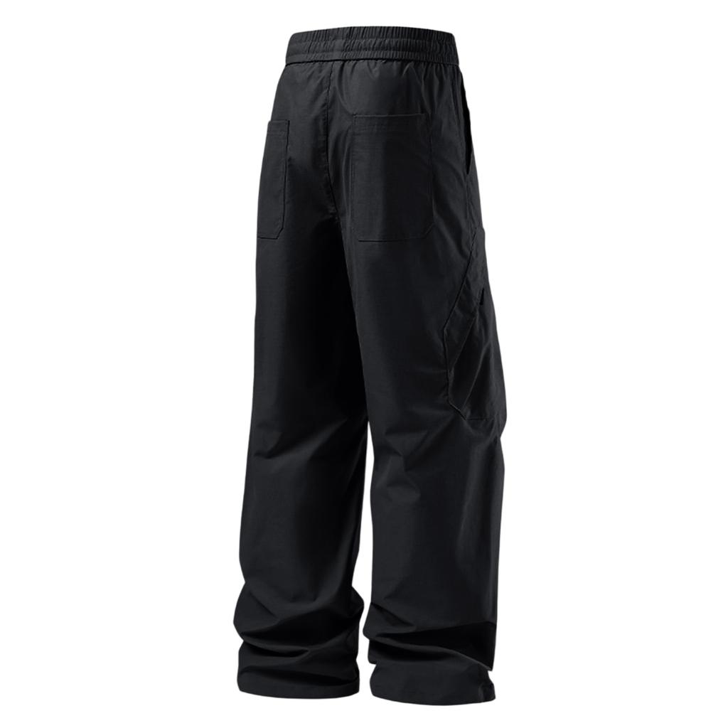 Men's Casual Solid Color Multi-pocket Cargo Pants, Men's Knee-pleated Elastic Waist-cinching Loose Straight-leg Trousers