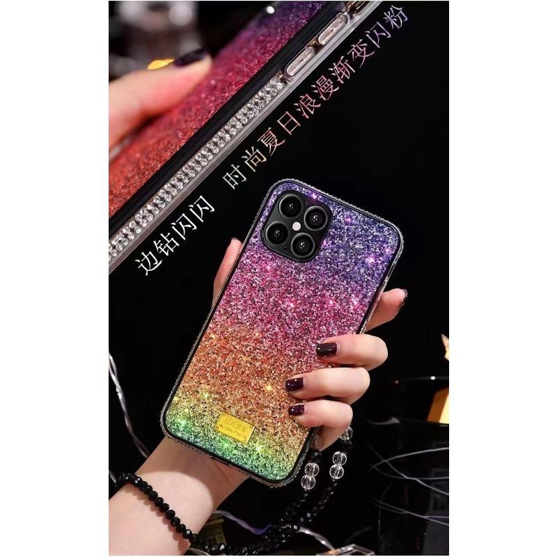 Suitable for Samsung S25 Gradient Rhinestone Phone Case S23ultra Starry Sky Full Diamond S24 Straight Edge S22 Luxury