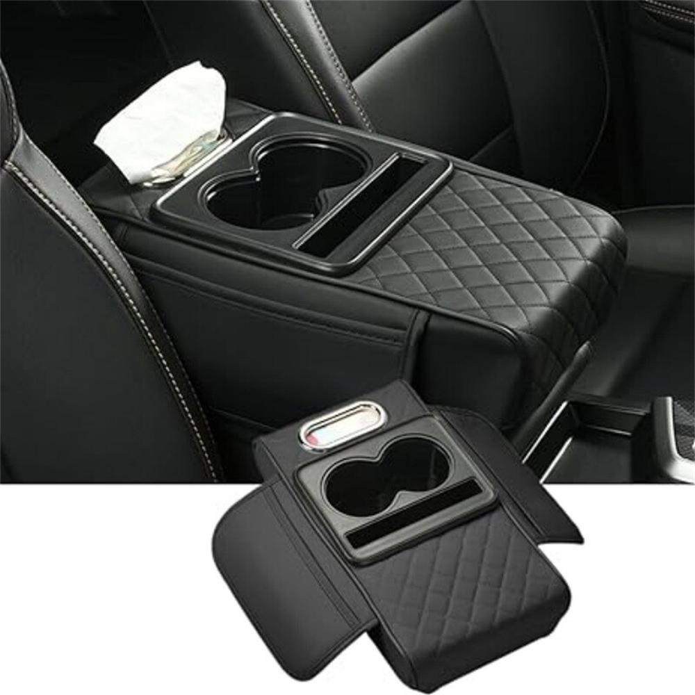 Car Armrest Cushion 5-In-1 Center Console Cover With Cup Holder Tissue Box Slot