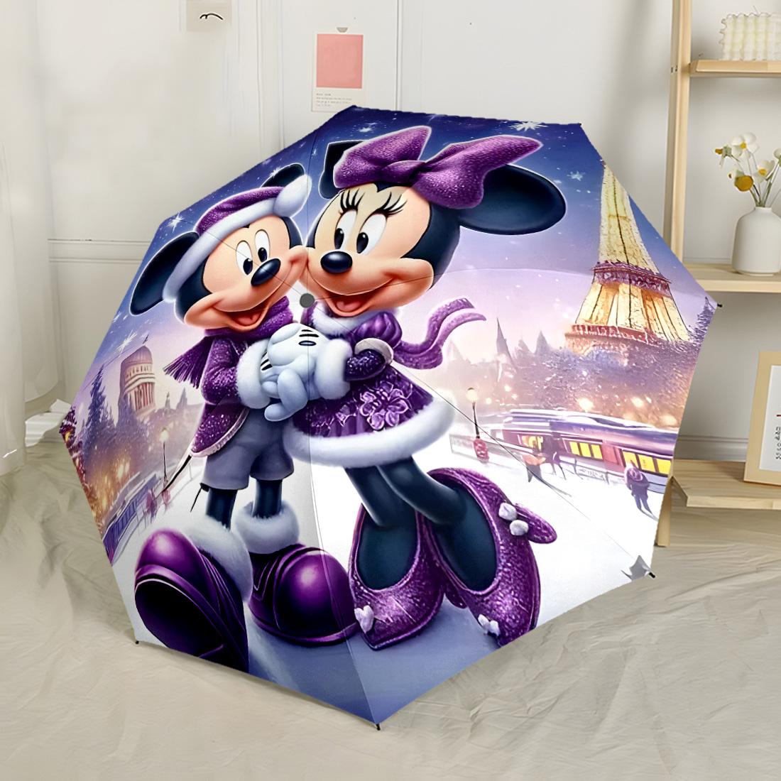 

Автоматична парасолька Minnie Mouse Floral Fantasy Міцний 8-реберний каркас Міцна конструкція Всесезонна парасолька для подорожей Парасолька з яскравим візерунком