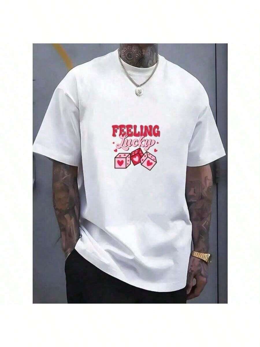 

Unisex s Summer Casual Loose Fit Round Neck T-Shirt With Unique FeeMIANg Lucky Dice Print Design XL
