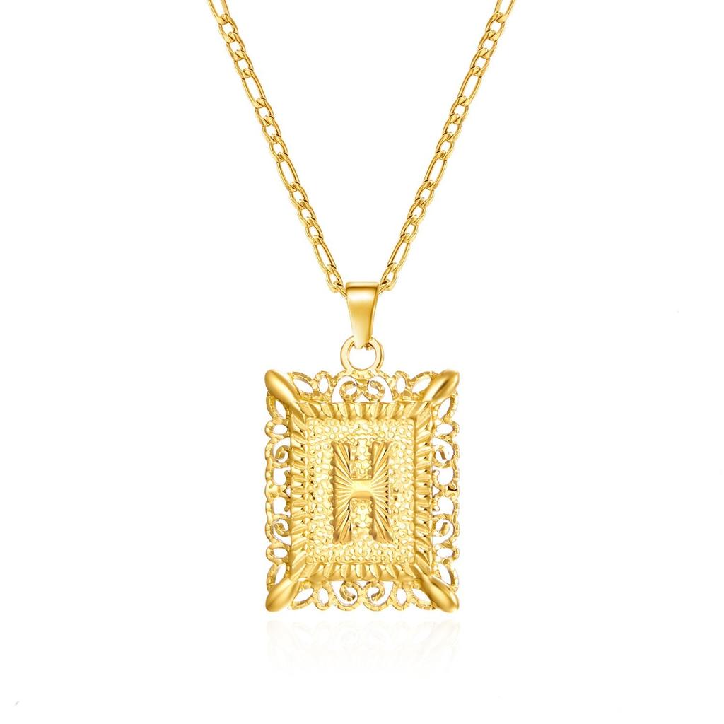 European and American style simple square 26 letter pendant necklace women's personality high-end design jewelry