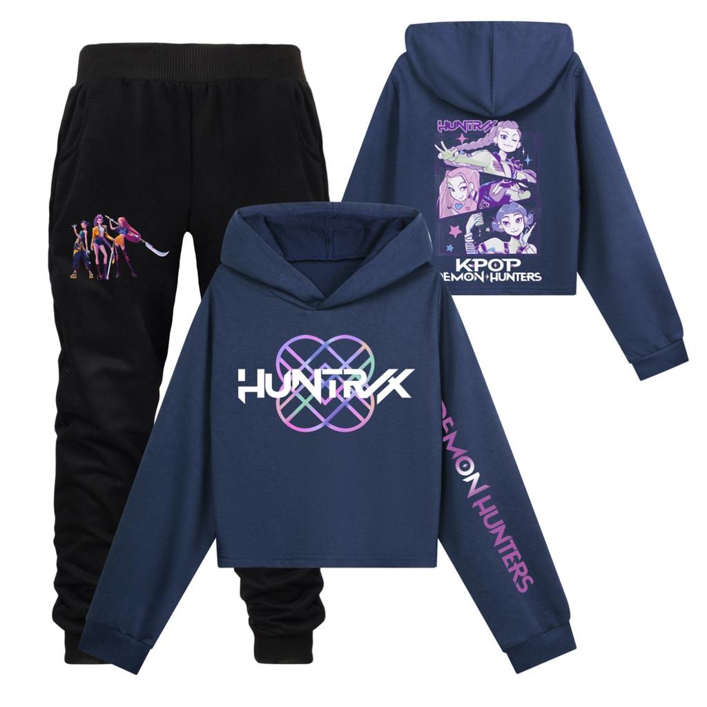 Children's Hooded Top And Pants Two-piece Tracksuit Set Long-sleeved Printed Clothing Set