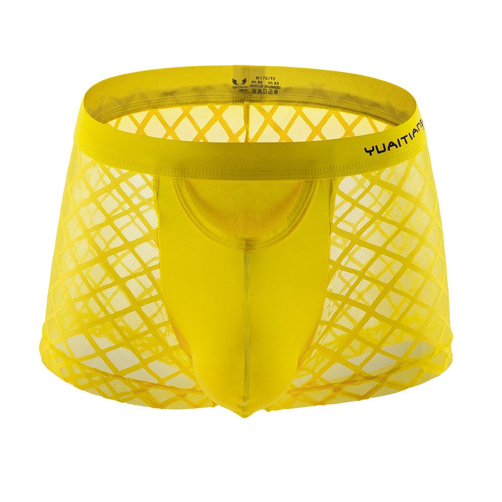 Spot Plus Size Men's Breathable Lace Mid-Waist Boxer Briefs