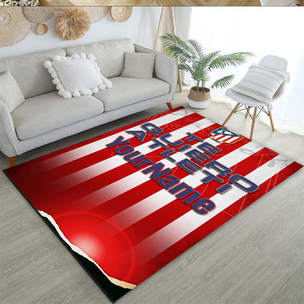 Atletico Madrid Customize Your Name Area Rug Perfect for Outdoor Study room Bedrooms Entryway Anti-slip Rug Anime Office Decor Best for Christmas