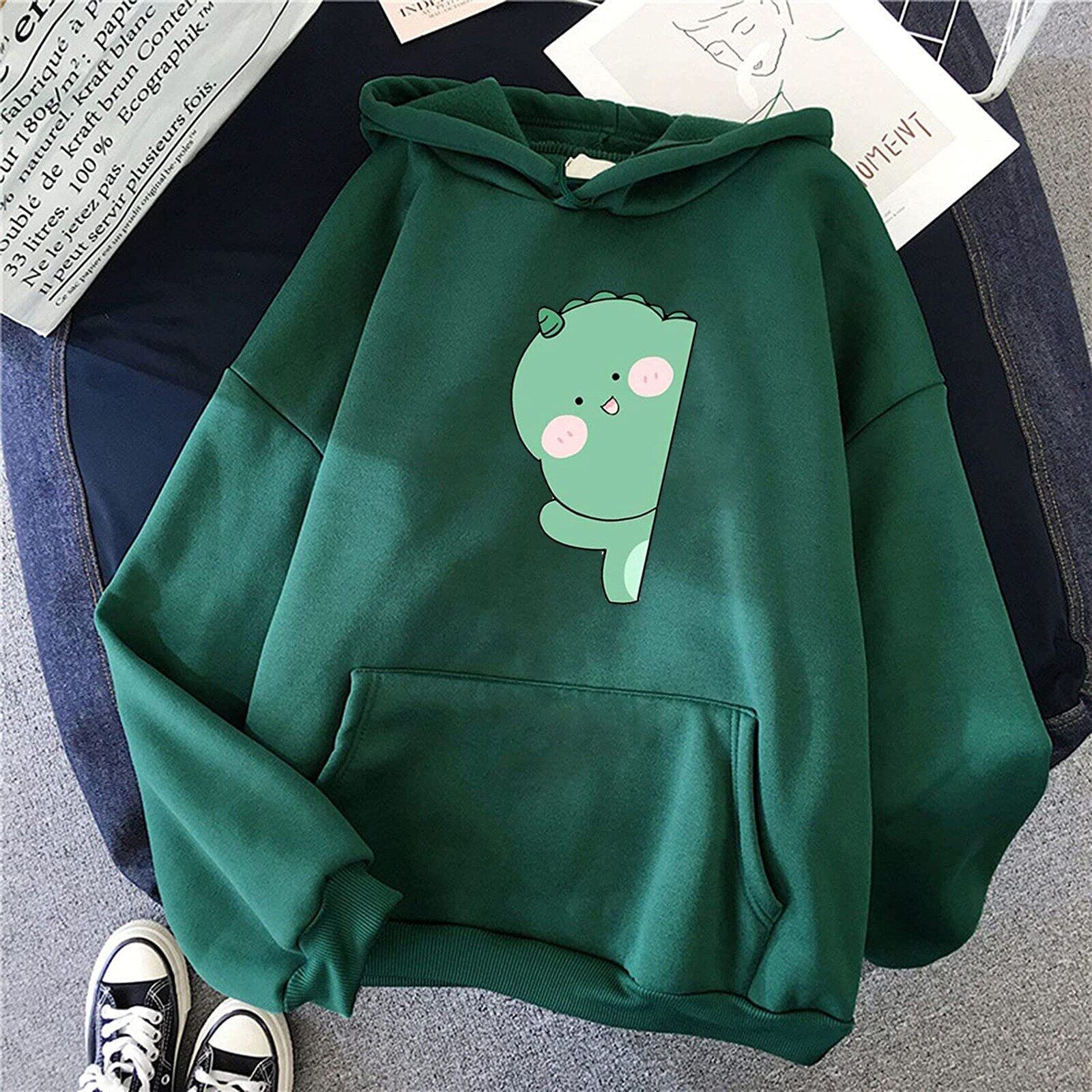 

Oversized Hoodie Women s Fashion Casual Fun Dinosaur Print Hooded Sweatshirt Loose Sports Pullover Kawaii Hoodie 3XL